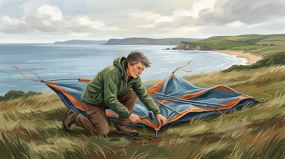 The first tent peg. Paul Claireaux